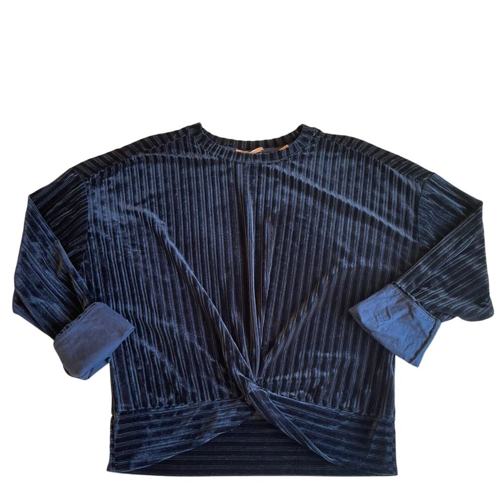Scotch & Soda Starwatcher Velvet Blue Long Dolman Sleeve Knot Front Boho Top XL